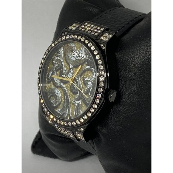 Guess U0844L1 Women\'s Black Leather Analog Dial Quartz Genuine Wrist Watch LJ190 main image 8